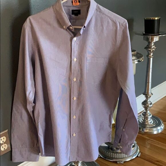 J. Crew blue/white pinstripe button shirt, medium - Picture 1 of 5